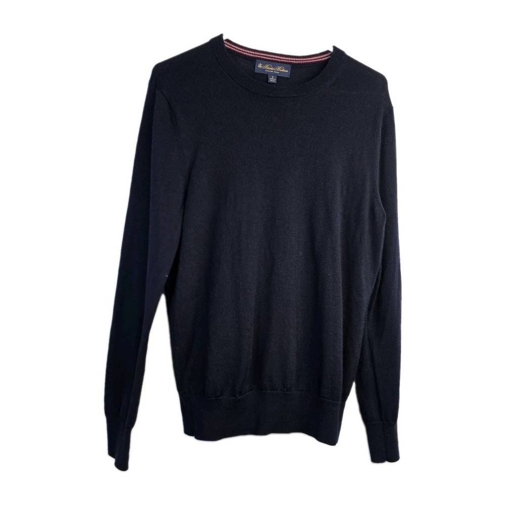 Brooks Bros Sweater Mens Small Fine Italian Merino Wool Crew Neck Pullover Navy